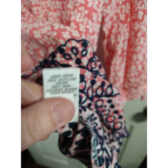 Fever Women S Flowy Boho Embroidered Wide Hem Blouse Pink White Navy pullover - Picture 8 of 8